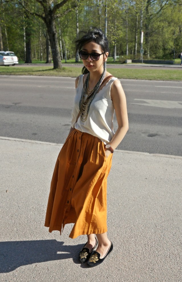 Camel Midi Skirt H&M